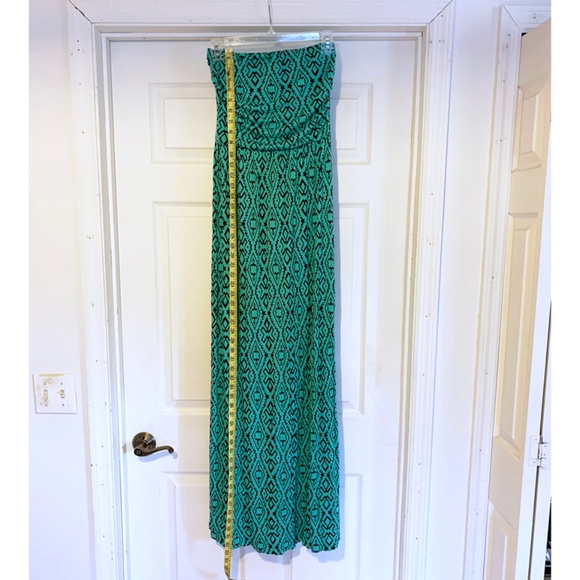 Iris Aqua & Black Aztec Print Strapless Maxi Dress - Picture 6 of 7